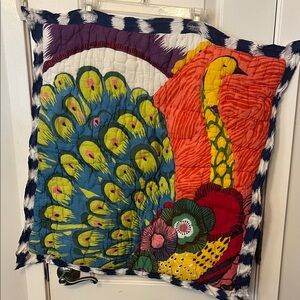 Anthropologie Multicolor Peacock Pillow